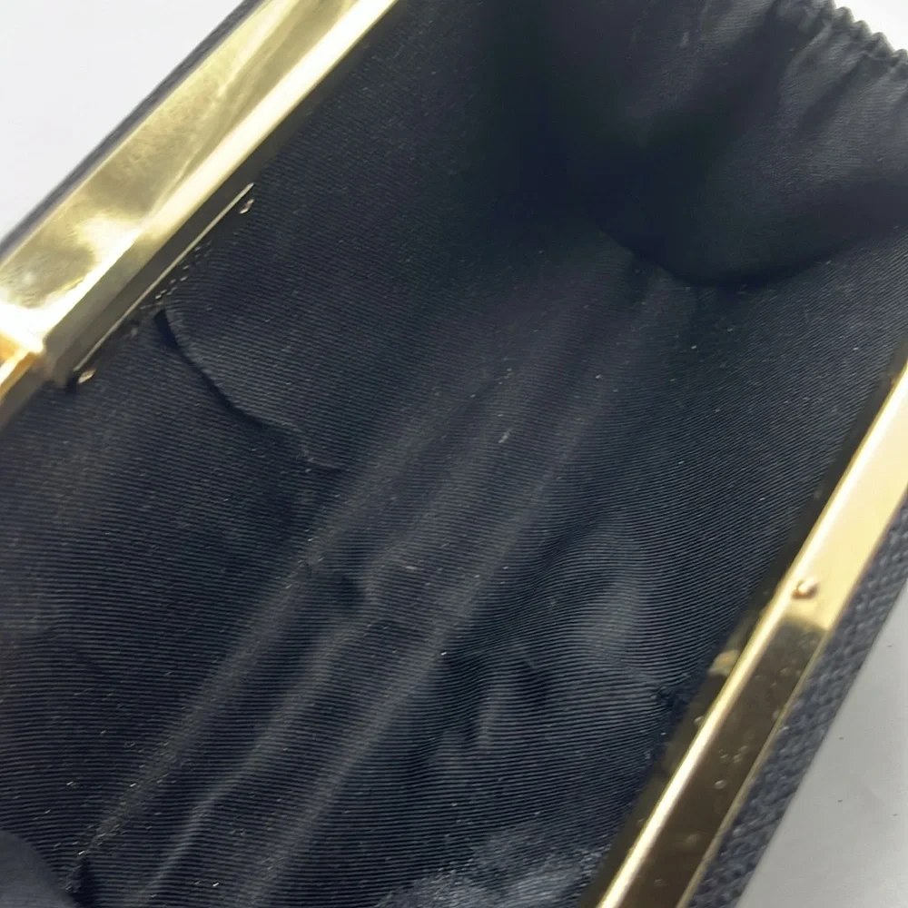 Natasha Black Metallic Gold Clutch Evening Purse‎ Handbag Bag
